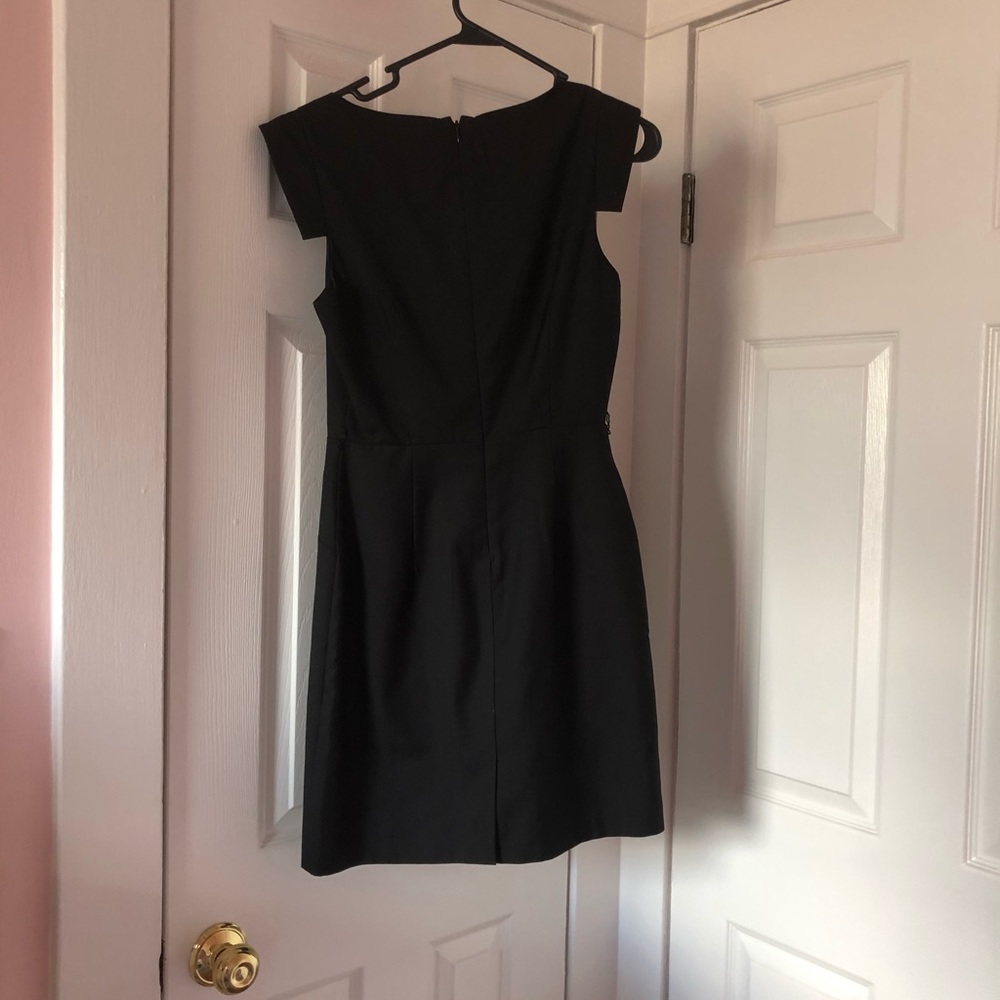 Black a-line style dress with square neckline